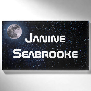 Fotografie - nächtlicher Himmel mit Vollmond + Namenschild