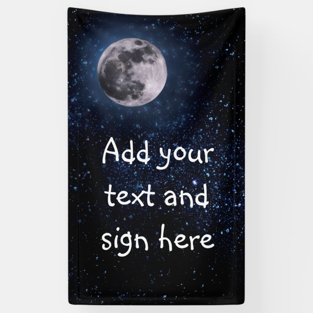 Fotografie - Night Sky mit Vollmond + Ihre Idee Banner (Vertikal)