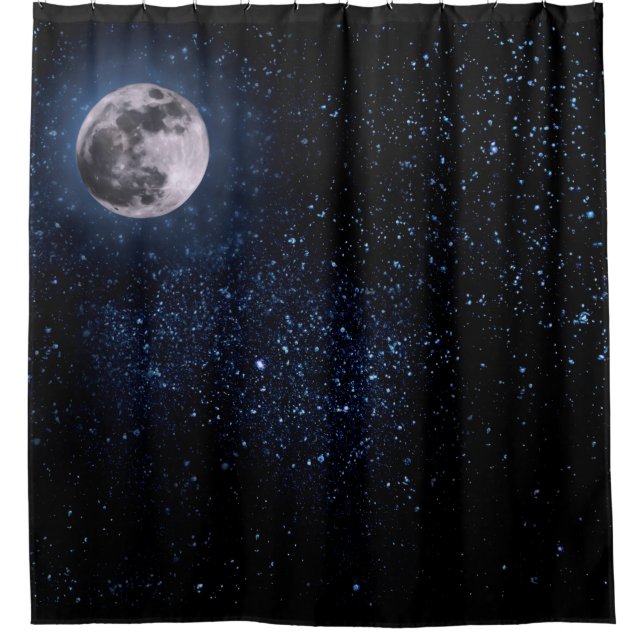 Fotografie - Night Sky mit Vollmond + Ihre Idee Duschvorhang (Vorderseite)