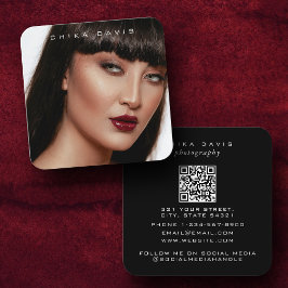 Fotografie Trendy Modern Full Foto QR Code Quadratische Visitenkarte