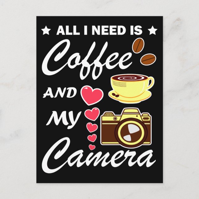Fotografie und Kaffee-Zitat Postkarte (Vorderseite)