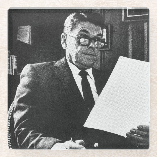 Fotografie von Ronald Reagan Glasuntersetzer (Vorderseite)
