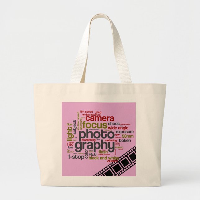 Fotografischer Text Art - Rosa Jumbo Stoffbeutel (Vorne)