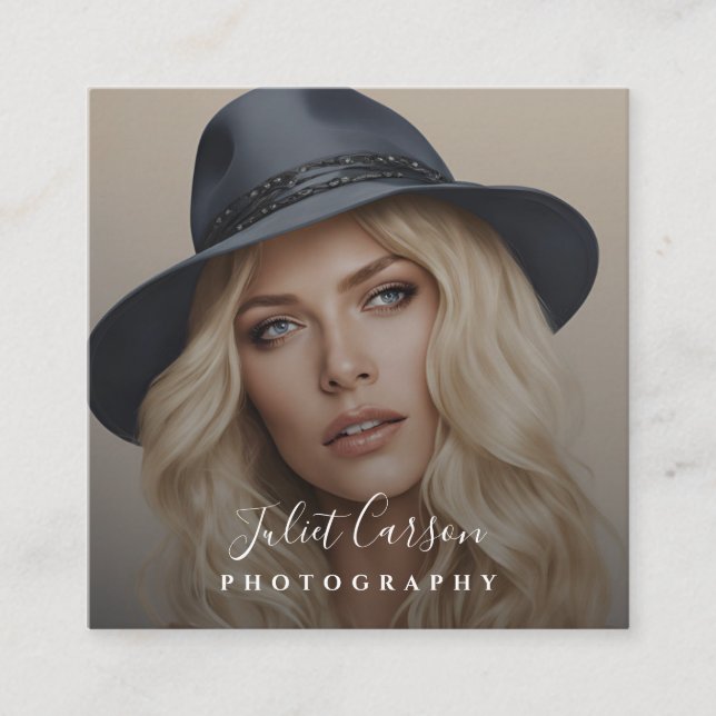 Fotografisches Script-Foto Quadratische Visitenkarte (Vorderseite)