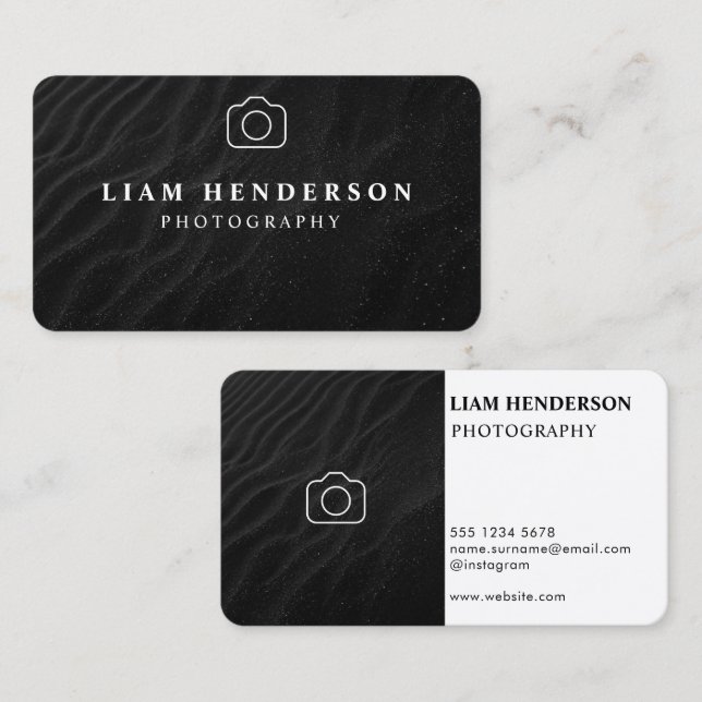 Fotografy Business Card Schwarz-weiß Fotograf Visitenkarte (Vorne/Hinten)