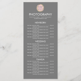 Fotografy Business Your Logo Gray Menu Menükarte