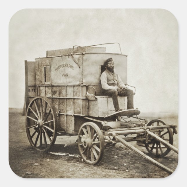 Fotografy Wagon Roger Fenton Foto Realism Quadratischer Aufkleber (Vorderseite)
