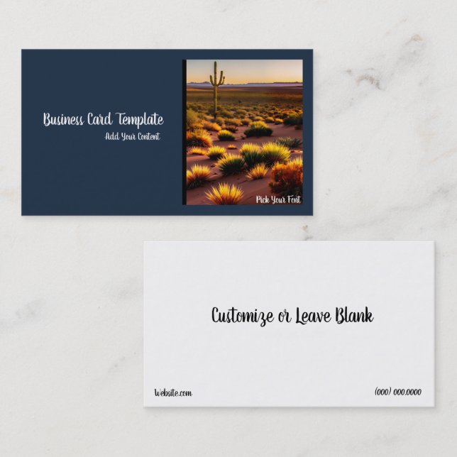 Fotografy Wüste Landscape Sunset Business Card Visitenkarte (Vorne/Hinten)