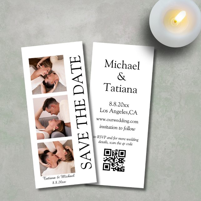 Fotokabine mit modernem 3-Foto-qm-Code Save the Da Einladung (Von Creator hochgeladen)