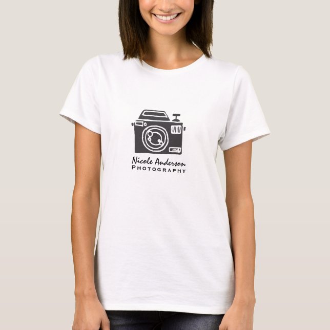 Fotokamera Modernes Minimales Logo T-Shirt (Vorderseite)
