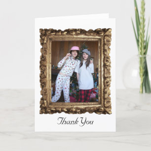 Fotokarte aus goldfarbenem Holz Dankeskarte