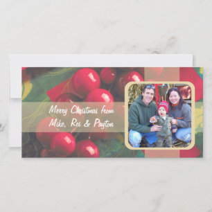 Fotokarte der Holy Berries und Ribbon-Familie Feiertagskarte