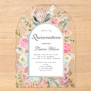 Fotokarte für moderne böhmische Quinceanera Acryleinladungen