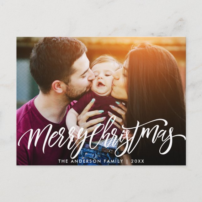 Fotokarte für moderne Weihnachtsschriften Postkarte (Vorderseite)