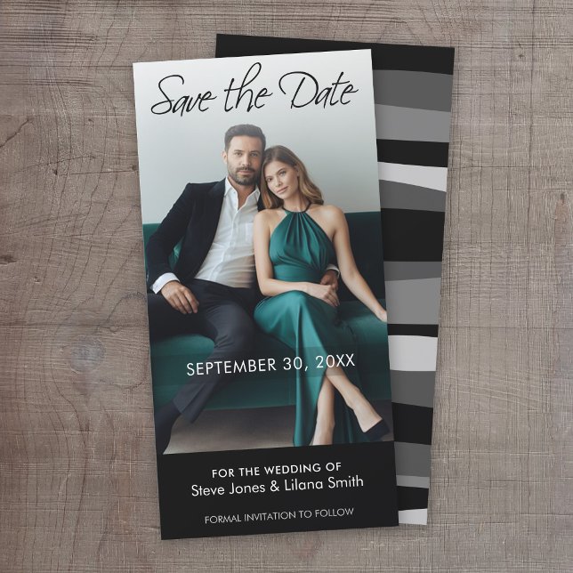 Fotokarte: Save the Date - Minimalistisch (Save the Date - Modern Black Wedding)