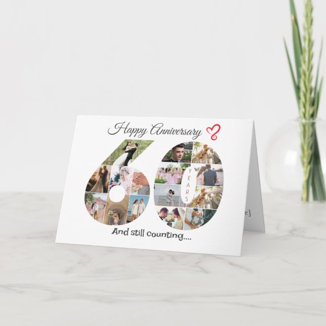 Fotokarte zum sechzigjährigen Hochzeitstag Dankeskarte (Vorderseite)