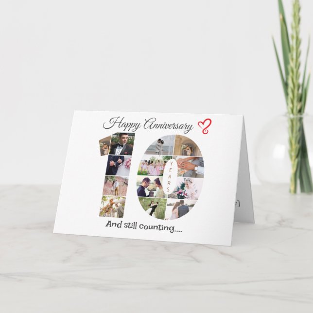 Fotokarte zum zehnjährigen Hochzeitstag Dankeskarte (Vorderseite)