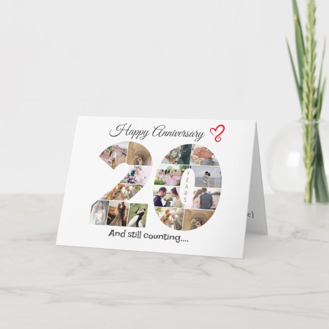 Fotokarte zum zwanzigjährigen Hochzeitstag Dankeskarte (Vorderseite)