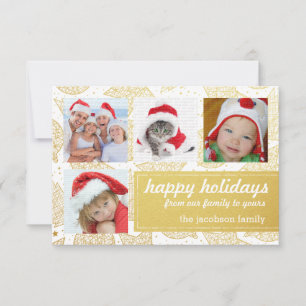 Fotokarten für Gold und White Holiday Einladung