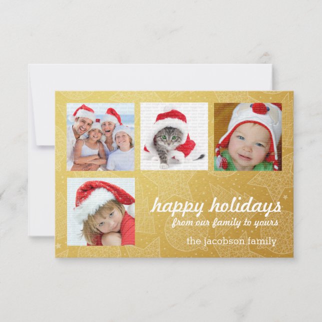 Fotokarten für Gold und White Holiday Einladung (Vorderseite)