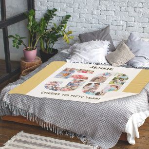 Fotokollage Nr. 50 Neutral 50. Geburtstag Sherpadecke