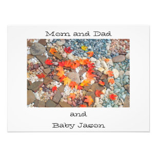 Fotokunst Drucke Mama Papa und Baby Name Herz