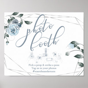 Fotomaché Schild Dusty Blue mit Blumenmuster