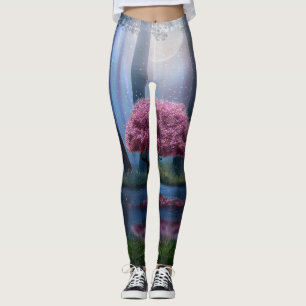 Fotomanipulation des Pink Tree Pond Forest Leggings