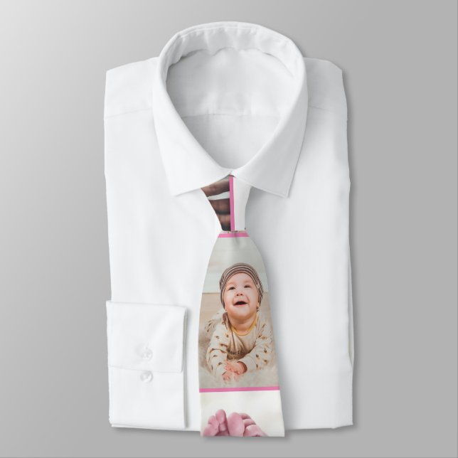 Fotomaterial Beste Papa Ever Pink Neck Tie Krawatte (Gebunden)