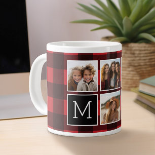 Fotomaterial - Monogram Red Black Buffalo Kariert Jumbo-Tasse