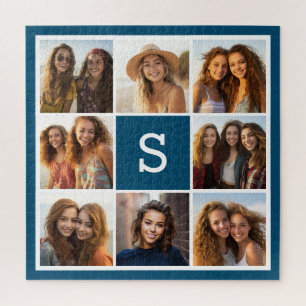 Fotomontage Benutzerdefiniertes Monogramm Navy Bla
