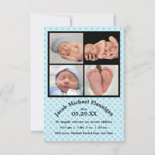Fotomontage Blauer Junge - 3x5 Geburtsanzeige Ankündigung