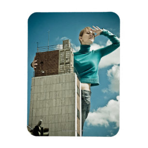 Fotomontage des jungen Mädchens auf Stadtschuß Magnet