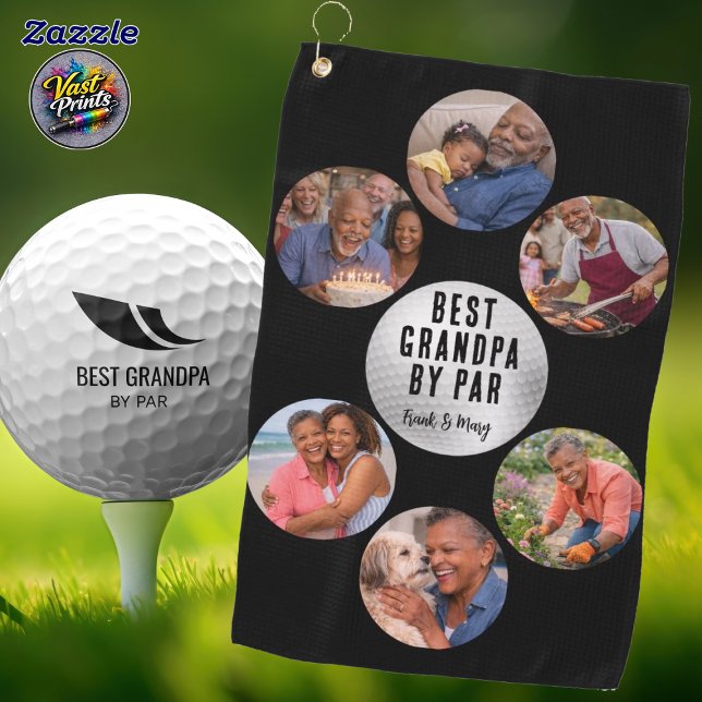 Fotomontage mit individuellem Text Golfhandtuch (Photo Collage with Custom Text Golf Towel)