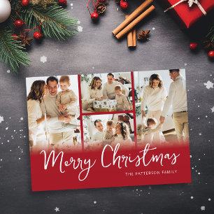 Fotomontage Rot Familienweihnachten Feiertagskarte