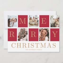 Fotomontage Weihnachten Familie Gold Feiertagskart Einladung