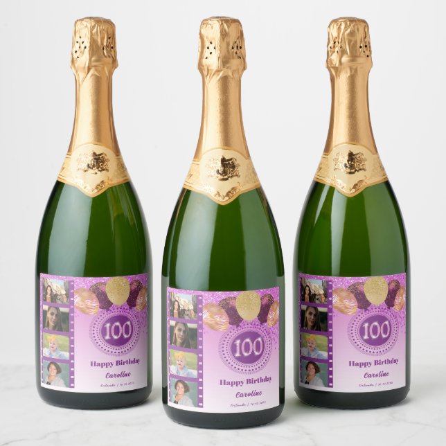 Fotos, 100. Geburtstag Pink Glitzer Champagne (Flaschen)