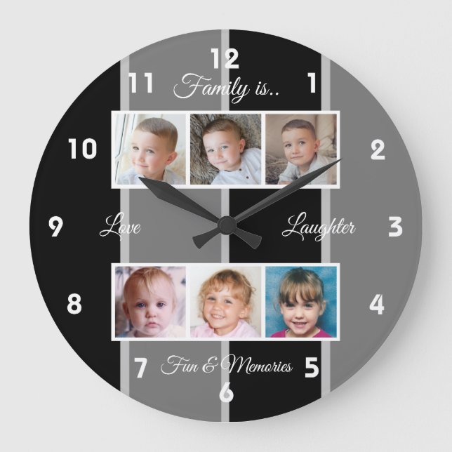 Fotos aus Schwarz und Grau Große Wanduhr (Vorderseite)