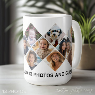 Fotos Collage - 13 Fotos Diamant-Muster Kaffeetasse