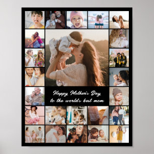 Fotos Collage 24 Bilder 8x10 16x20 24x30 Schwarz Poster
