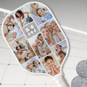 Fotos Collage Einfaches Monogramm Bild Pickleball Schläger