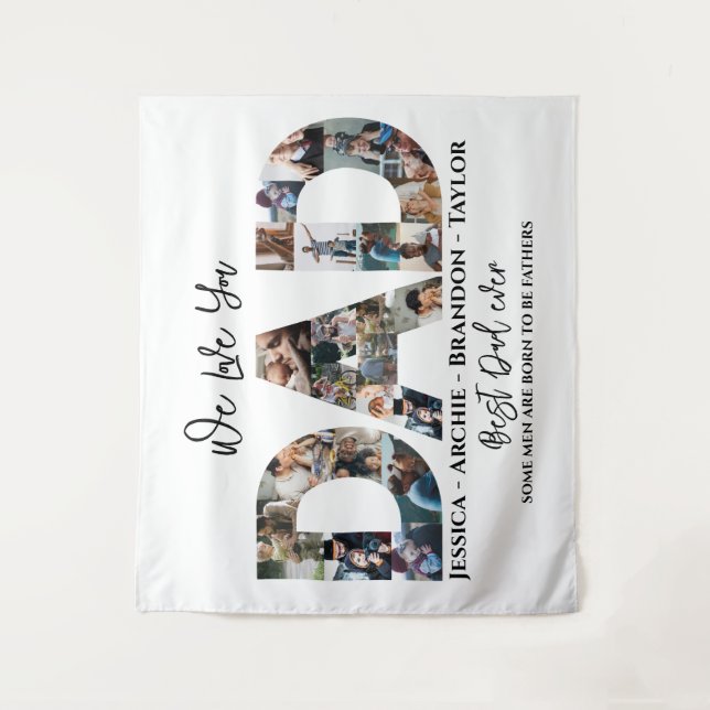 Fotos Collage Geschenk für Vater Personalisierte B Wandteppich (Vorderseite)