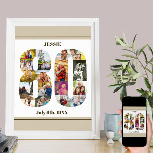 Fotos Collage Nummer 80 Benutzerdefiniert 80. Gebu Poster