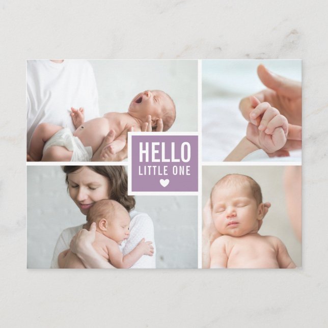 Fotos der "Modern Hello and Birce Announcement" Postkarte (Vorderseite)