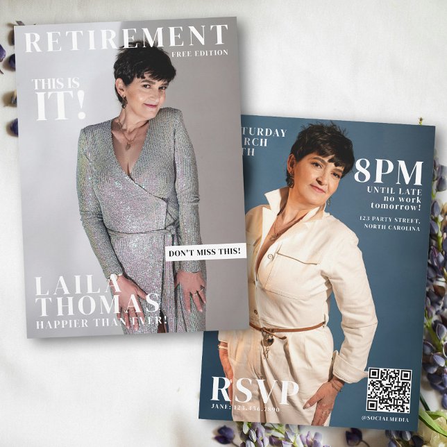 Fotos des Magazins zum Thema "Benutzerdefiniertes  Einladung (Custom Retirement Party Magazine Cover Photos Invitation)