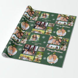 Fotos frohe Weihnachten Grün Personalisiert Geschenkpapier