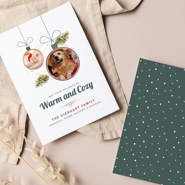 Fotos für Familien Moderne Weihnachtskarte (Christmas Greetings Pet Photos Warm and Cozy Card)