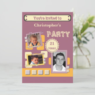 Fotos für Männer jedes Alter burgundy 21. Party hi Einladung