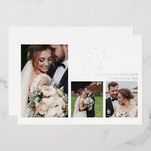 Fotos mit handgeschriebenen Hochzeiten Danke, Silv Folieneinladung