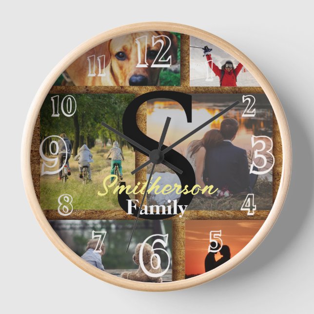 Fotos mit personalisiertem Namen Uhr (Vorderseite)